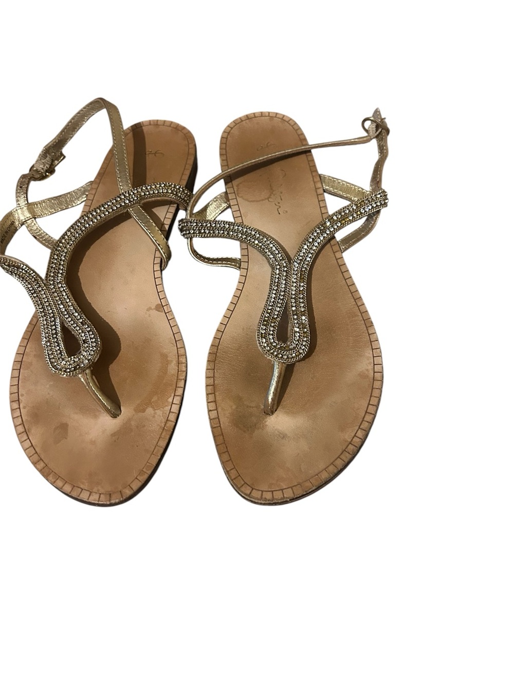 Lilly Pulitzer Women's Gold Rhinestone T-Strap Sandals
